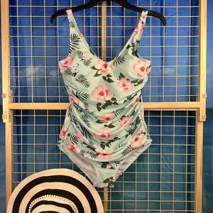 Women’s Swimsuit 8 One Piece Ruched Sides Slimming Floral Padded Cups